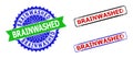 BRAINWASHED Rosette and Rectangle Bicolor Badges with Grunge Textures Royalty Free Stock Photo