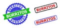 BURRITOS Rosette and Rectangle Bicolor Badges with Grunge Surfaces