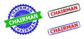 CHAIRMAN Rosette and Rectangle Bicolor Stamp Seals with Rubber Styles