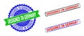 DESIGNED IN GERMANY Rosette and Rectangle Bicolor Stamps with Rubber Surfaces Royalty Free Stock Photo