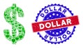 Bicolor Dollar Scratched Seal Stamp with Dollar Icon Wine Mosaic Royalty Free Stock Photo