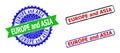 EUROPE AND ASIA Rosette and Rectangle Bicolor Watermarks with Rubber Styles