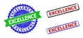 EXCELLENCE Rosette and Rectangle Bicolor Stamps with Grunged Surfaces