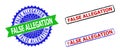 FALSE ALLEGATION Rosette and Rectangle Bicolor Stamps with Rubber Styles Royalty Free Stock Photo