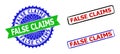 FALSE CLAIMS Rosette and Rectangle Bicolor Watermarks with Rubber Textures Royalty Free Stock Photo