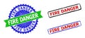 FIRE DANGER Rosette and Rectangle Bicolor Watermarks with Unclean Textures