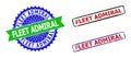 FLEET ADMIRAL Rosette and Rectangle Bicolor Stamp Seals with Grunge Textures