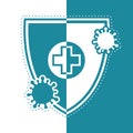 Bicolor icon of a virus protection shield