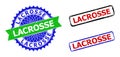 LACROSSE Rosette and Rectangle Bicolor Stamps with Scratched Styles