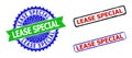 LEASE SPECIAL Rosette and Rectangle Bicolor Stamp Seals with Grunged Styles Royalty Free Stock Photo