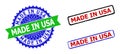 MADE IN USA Rosette and Rectangle Bicolor Stamps with Unclean Textures Royalty Free Stock Photo