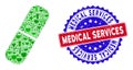 Bicolor Medical Services Distress Seal and Pill Icon Alcohol Composition