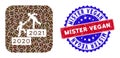 Bicolor Mister Vegan Textured Rubber Stamp with Coffee Beans Inverted Mosaic 2021 Business Steps