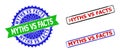 MYTHS VS FACTS Rosette and Rectangle Bicolor Stamp Seals with Grunge Surfaces