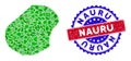 Bicolor Nauru Grunge Seal Stamp with Ecology Green Mosaic of Nauru Map