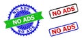 NO ADS Rosette and Rectangle Bicolor Seals with Grunged Textures