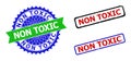 NON TOXIC Rosette and Rectangle Bicolor Badges with Corroded Surfaces Royalty Free Stock Photo