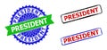 PRESIDENT Rosette and Rectangle Bicolor Stamps with Distress Surfaces