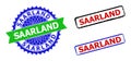 SAARLAND Rosette and Rectangle Bicolor Badges with Grunge Surfaces