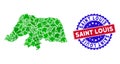 Bicolor Saint Louis Distress Rubber Stamp and Eco Green Mosaic of Rio Grande Do Norte State Map