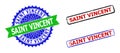 SAINT VINCENT Rosette and Rectangle Bicolor Seals with Unclean Textures Royalty Free Stock Photo