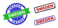 SWEDEN Rosette and Rectangle Bicolor Seals with Rubber Styles Royalty Free Stock Photo