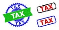 TAX Rosette and Rectangle Bicolor Stamp Seals with Corroded Surfaces Royalty Free Stock Photo