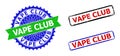 VAPE CLUB Rosette and Rectangle Bicolor Badges with Unclean Surfaces