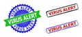 VIRUS ALERT Rosette and Rectangle Bicolor Stamps with Grunge Styles