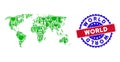 Bicolor World Scratched Rubber Stamp with Wine Composition of World Map Royalty Free Stock Photo