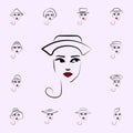 Bicorn hat, girl icon. Hat, girl icons universal set for web and mobile