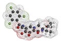 Bictegravir antiviral drug molecule. 3D rendering. Atoms are represented as spheres with conventional color coding: hydrogen .