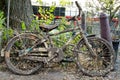 Bicycle abandoned on the streets of Amsterdam