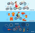Bicycle accessories flat banners set Royalty Free Stock Photo