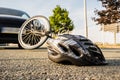 Bicycle accident on the Road Royalty Free Stock Photo