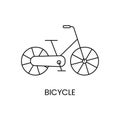 Bicycle for active recreation line icon in vector, illustration for kids online store.