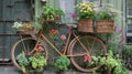 Bicycle Adorned With Flower Baskets Royalty Free Stock Photo