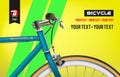 Bicycle advertising poster color modern sport health yellow. Bicycle frame realistic vector. Summer posters set - bike riding acti