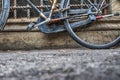 Bicycle against a rustic wall Royalty Free Stock Photo
