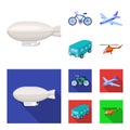 Bicycle, airplane, bus, helicopter types of transport. Transport set collection icons in cartoon,flat style vector