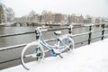 Bicycle in Amsterdam Netherlands in winter Royalty Free Stock Photo