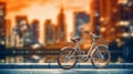 Bicycle on the background of a blurred city. Generative AI Royalty Free Stock Photo