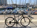 Bicycle on the background of yachts