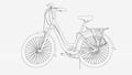 bicycle with basket sketch on white background hand drawn artistic Royalty Free Stock Photo