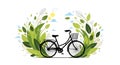 Bicycle with Basket Surrounded by Green Leaves and Nature Elements Royalty Free Stock Photo