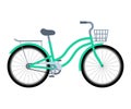 Bicycle with basket and trunk. Delivery bike. Flat style. Vector illustration on white isolated background.