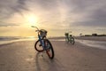 Bicycle on the beach at Sunset Royalty Free Stock Photo