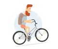 Bicycle, bearded guy character. Hipster style.