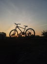Bicycle behind the rising sun