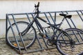 Bicycle in the bicycle parking lot closeup